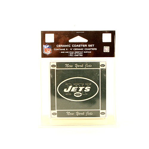 New York Jets Coasters - 4Pack 4"x4" Ceramic - Heavyweight Coaster Set - $10.00 Per Set - Wholesale New York Jets Products - Jets Merchandise