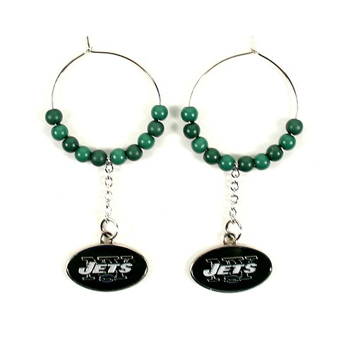 New York Jets Earrings - 1" Multi Bead Hoop Earrings - $3.50 Per Pair - Wholesale New York Jets Products - Jets Merchandise 2