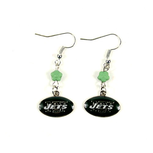 New York Jets Earrings - The SOPHIE Style Dangle - 12 For $36.00 - Wholesale New York Jets Products - Jets Merchandise