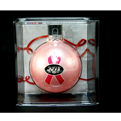 New York Jets Ornaments - PINK Ball Style - 12 For $30.00 - Wholesale New York Jets Products - Jets Merchandise