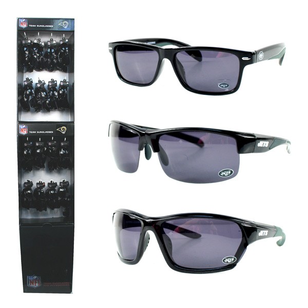 New York Jets Sunglasses - 48 Count Polarized Sunglass Display - Assorted Styles - $240.00 Per Display - Wholesale New York Jets Products - Jets Merchandise