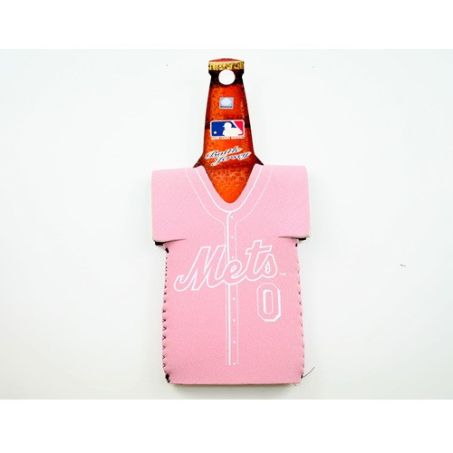 New York Mets Bottle Huggie - Pink Neoprene Style - 12 For $12.00 - Wholesale New York Mets Products - Mets Merchandise