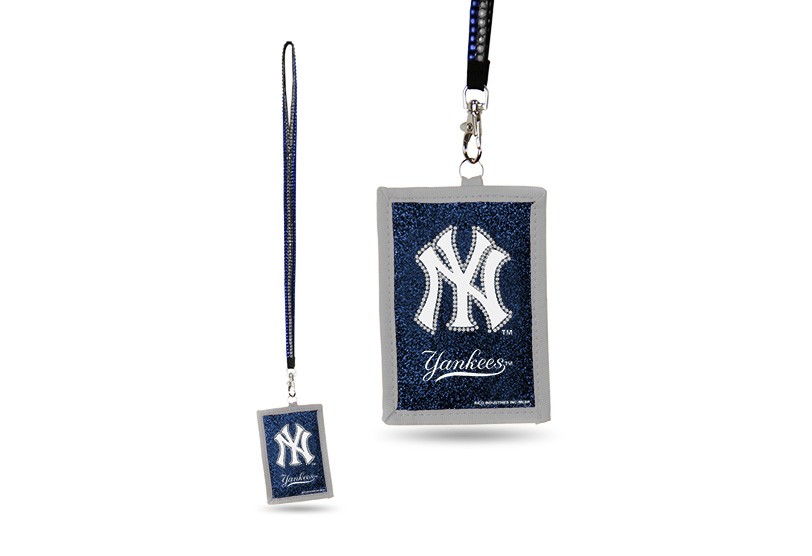 New York Yankees Bling - Bling Lanyard With ID Holder - 12 For $30.00 - Wholesale New York Yankees Products - Yankees Merchandise