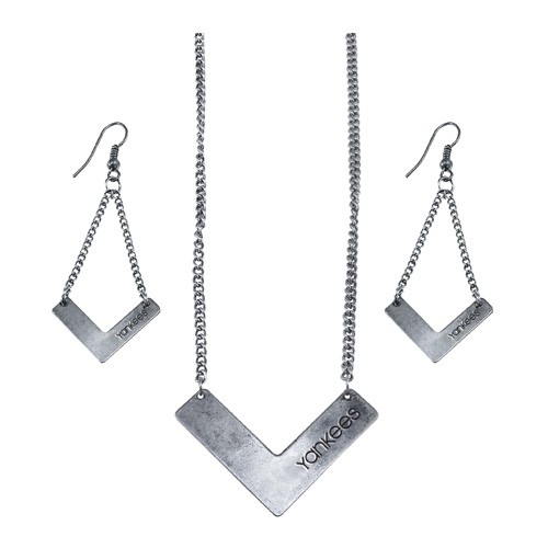 New York Yankees Chevron Sets - Earring And Necklace Sets - 12 For $24.00 - Wholesale New York Yankees Products - Yankees Merchandise
