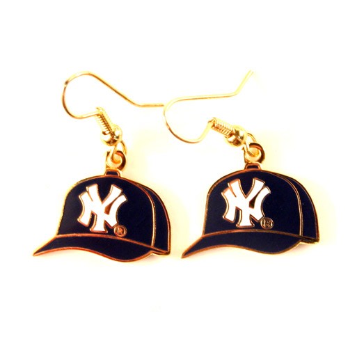 New York Yankees Earrings - CAP Style Dangle Earrings - $2.75 Per Pair - Wholesale New York Yankees Products - Yankees Merchandise