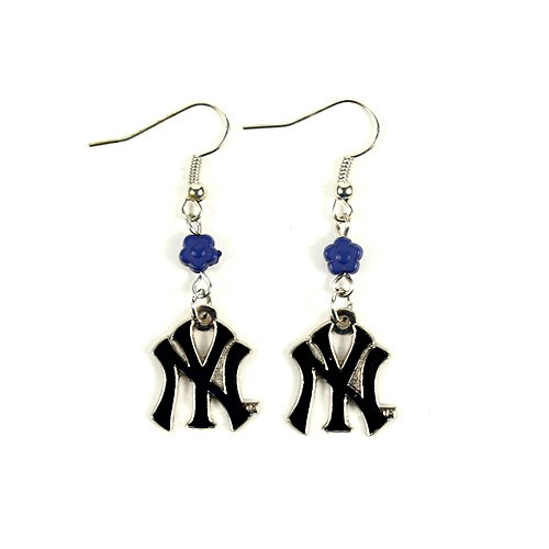 New York Yankees Earrings - The SOPHIE Style Dangle - 12 Pair For $36.00 - Wholesale New York Yankees Products - Yankees Merchandise