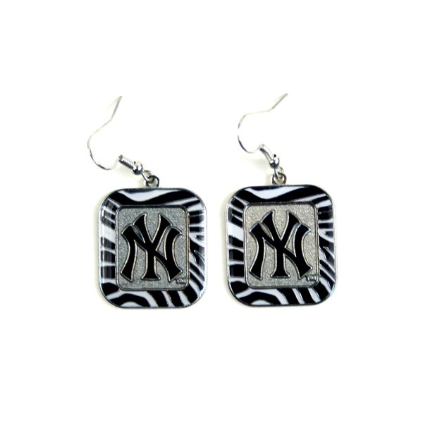 New York Yankees Earrings - Zebra Style Dangle Earrings - $3.00 Per Pair - Wholesale New York Yankees Products - Yankees Merchandise