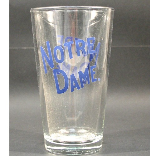 Notre Dame - Blue Text Script Style - 16OZ Glass Pint - 4 Pints For $20.00 - Notre Dame