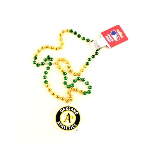 Oakland Athletics Beads - 22" Team Beads With Medallion - 12 Beads For $39.00 - Wholesale Oakland Athletics Products - Athletics Merchandise
