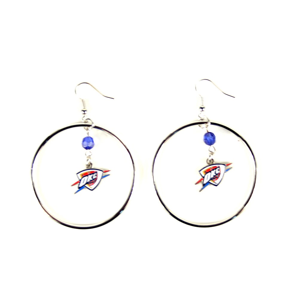 Oklahoma City Thunder Earrings - 2" Color Bead Hoop Earrings - $4.00 Per Pair - Oklahoma City Thunder