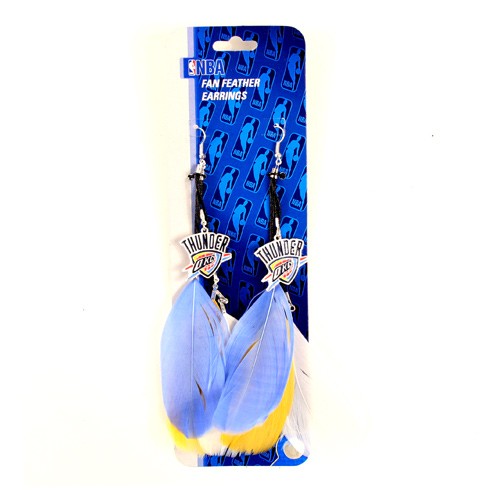 Oklahoma City Thunder Earrings - Feather Dangle Style - $2.75 Per Pair - Oklahoma City Thunder