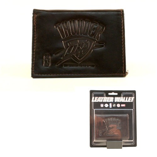 Oklahoma City Thunder Wallets - Brown Tri-Fold - Leather Wallets - $7.50 Each - Oklahoma City Thunder