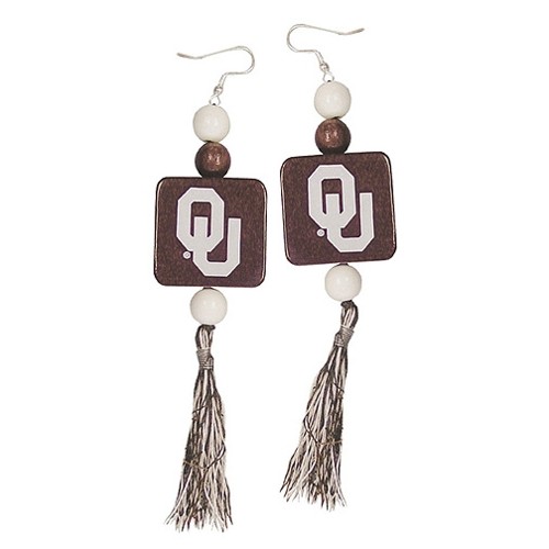 Oklahoma Sooners Earrings - Wood Dangle - England Style - 12 Pair For $30.00 - Oklahoma