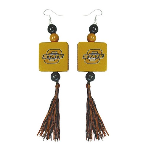 Oklahoma State Cowboys Earrings - Wood Style Dangle Earrings - 12 Pair For $30.00 - Oklahoma State
