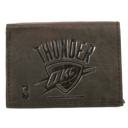 Oklahoma Thunder Wallets - BLACK Tri-Fold - Genuine Leather Wallet - 12 Wallets For $84.00 - Oklahoma City Thunder
