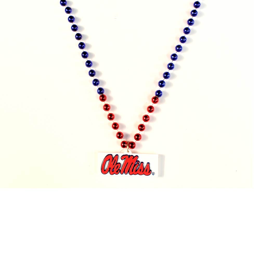 Ole Miss Beads - 22" Game Day Beads With Medallion - $3.50 Each - Mississippi Rebels (Ole Miss)