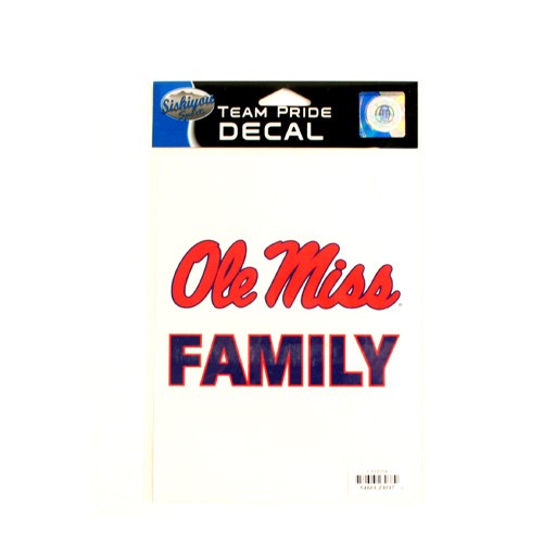 Ole Miss Decals - 5.5"x6.5" TEAM PRIDE FAMILY DECALS - Series2 - 12 For $24.00 - Mississippi Rebels (Ole Miss)