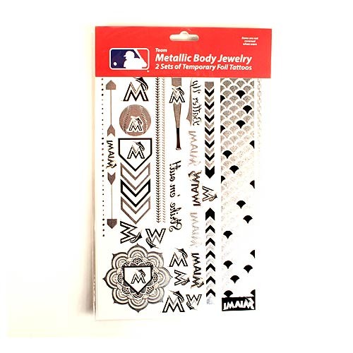Opportunity Buy - Miami Marlins Tattoos - 2Pack Set Temporary Body Jewelry - 12 Sets For $24.00 - Wholesale Miami Marlins Products - Marlins Merchandise 2