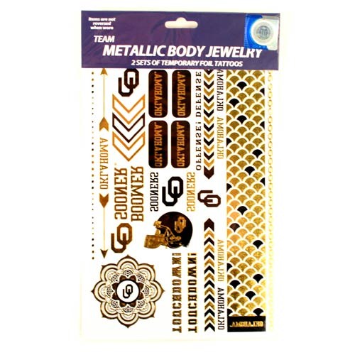 Opportunity Buy - Oklahoma Sooners Tattoos - 6"x10" - 2Pack Set Body Tattoos - 12 Sets For $24.00 - Oklahoma