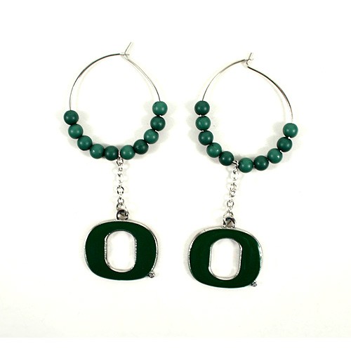 Oregon Ducks Earrings - 1" Multi Bead Hoop Earrings - 12 Pair For $36.00 - Oregon Ducks