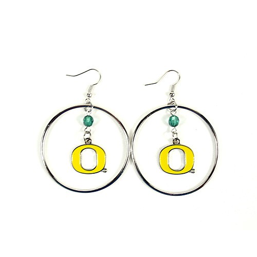 Oregon Ducks Earrings - 2" Color Bead Hoop Earrings - $4.00 Per Pair - Oregon Ducks