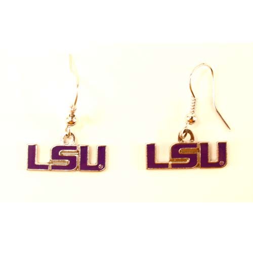 Overstock - LSU Tigers Earrings - LSU Text MINX Style Dangle Earrings - 12 Pair For $24.00 - LSU