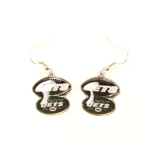 Overstock - New York Jets Earrings - MINX Style Football Style Dangle Earrings - 12 Pair For $30.00 - Wholesale New York Jets Products - Jets Merchandise