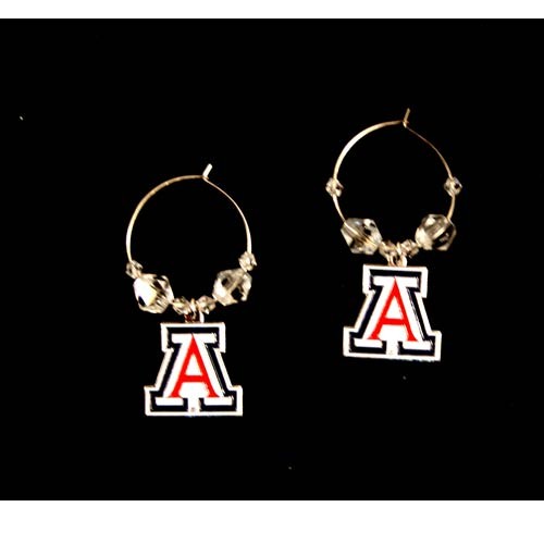 Arizona Wildcats Earrings - Clear Bead HOOP Style - 12 Pair For $54.00 - Arizona Wildcats