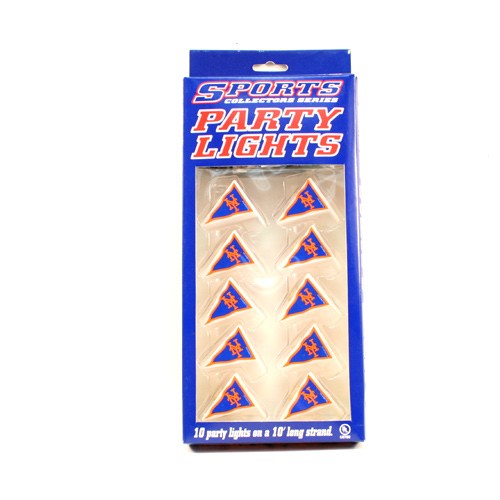 Overstock Sale - New York Mets Lights - 10PC Pennant Set - String Lights - 12 Sets For $30.00 - Wholesale New York Mets Products - Mets Merchandise