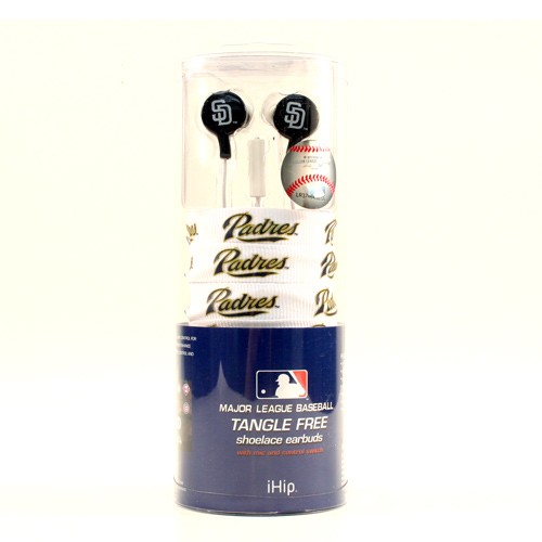 Package Change - San Diego Padres Earbuds - Shoe Lace Style - 12 For $48.00 - Wholesale San Diego Padres Products - Padres Merchandise