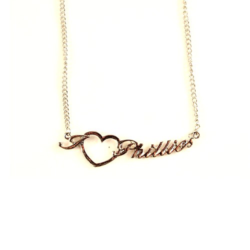 Philadelphia Phillies Necklace - Heart Style - $4.00 Each - Wholesale Philadelphia Phillies Products - Phillies Merchandise