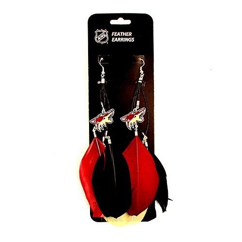 Phoenix Coyotes Earrings - Feather Dangle Style - $2.75 Per Pair - Arizona Coyotes