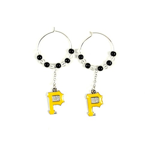 Pittsburgh Pirates Earrings - 1" Multi Bead Hoop Earrings - 12 Pair For $36.00 - Wholesale Pittsburgh Pirates Products - Pirates Merchandise
