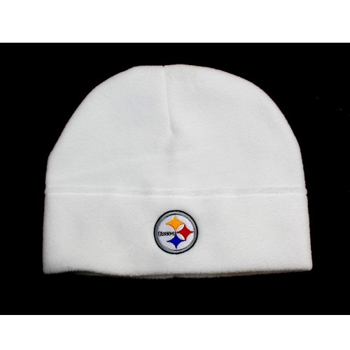 Pittsburgh Steelers Beanies - White Classic Fleece Style - 12 For $60.00 - Wholesale Pittsburgh Steelers Product - Steelers Merchandise