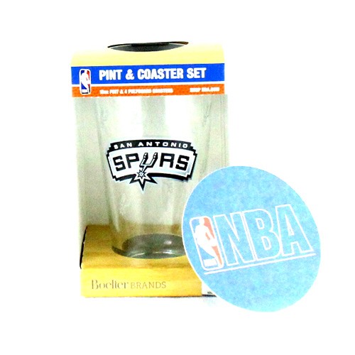 San Antonio Spurs Glassware - 16OZ Glass Pint With 4Pack Coaster Set - $5.00 Per Set - San Antonio Spurs