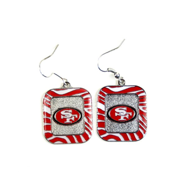 San Francisco 49ers Earrings - Zebra Style Dangle Earrings - $3.00 Per Pair - Wholesale San Francisco 49ers Product - 49ers Merchandise