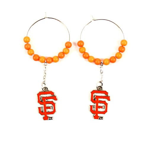 San Francisco Giants Earrings - 1" Multi Bead Hoop Earrings - $3.50 Per Pair - Wholesale San Francisco Giants Products - Giants Merchandise