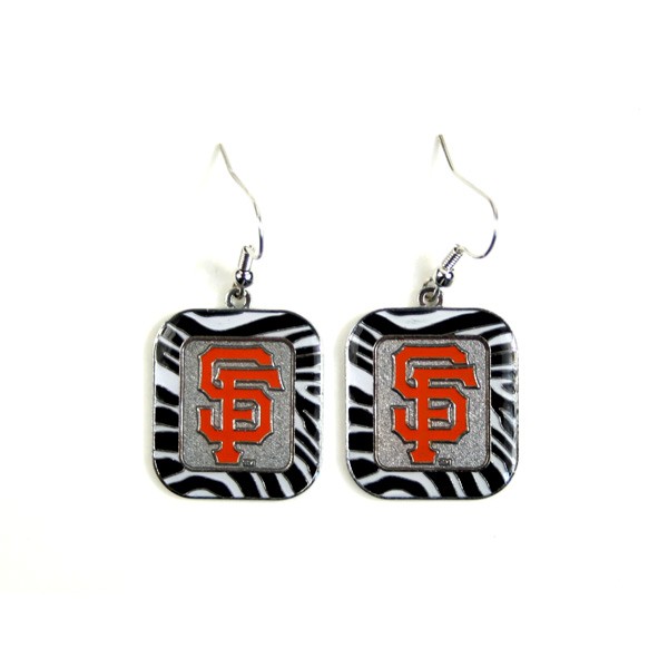 San Francisco Giants Earrings - Zebra Style Dangle Earrings - 12 Pair For $30.00 - Wholesale San Francisco Giants Products - Giants Merchandise