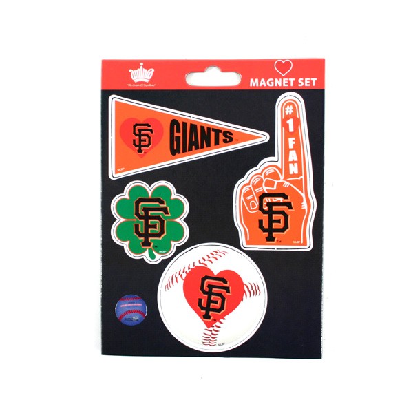 San Francisco Giants Heart Series Magnet - Heavy Stock - 4PC Magnet Set - 4.5"x6" Template - 12 Sets For $15.00 - Wholesale San Francisco Giants Products - Giants Merchandise