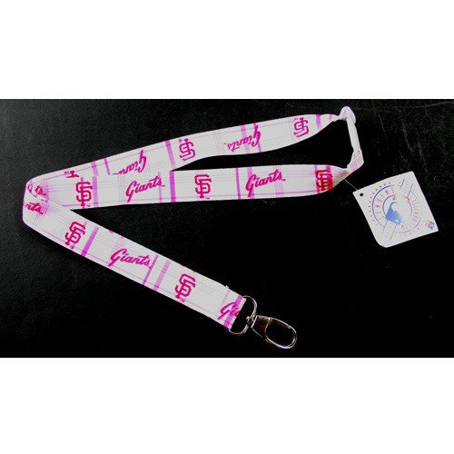 San Francisco Giants Lanyards - Pink Plaid Style Lanyard - 12 For $24.00 - Wholesale San Francisco Giants Products - Giants Merchandise