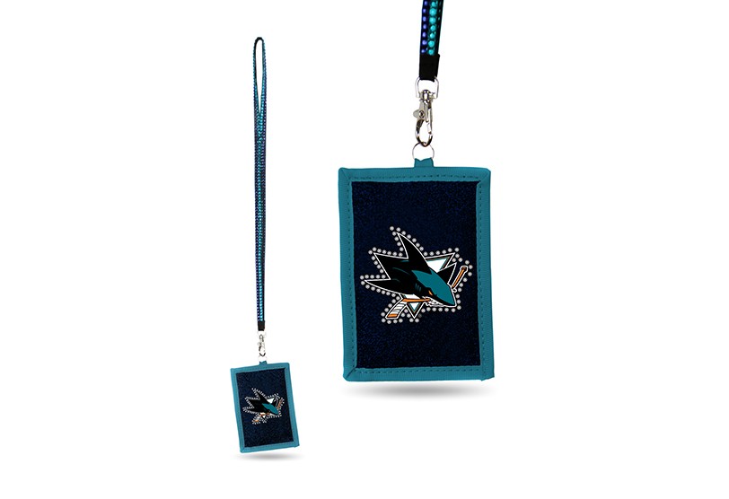 San Jose Sharks Bling - Bling Lanyard With ID Holder - 12 For $30.00 - San Jose Sharks