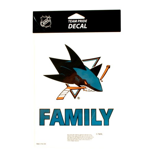 San Jose Sharks Decals - 5.5"x6.5" TEAM PRIDE FAMILY DECALS - Series2 - 12 For $24.00 - San Jose Sharks