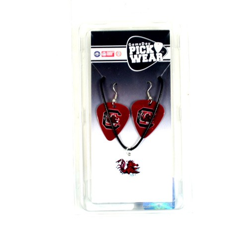 South Carolina Gamecocks - Guitar Pick Necklace And Earring Sets - 12 Sets Sets For $30.00 - South Carolina Gamecocks