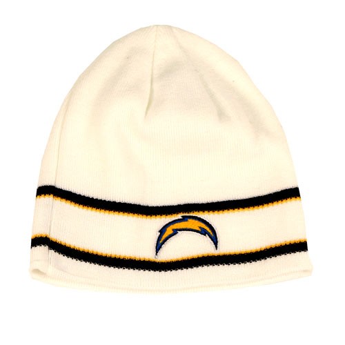 Special - Los Angeles Chargers - White 2Stripe Sideline Beanies - 12 For $60.00 - Wholesale Los Angeles Chargers Products - Chargers Merchandise