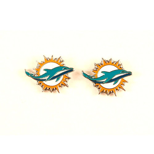Special Buy - Miami Dolphins Earrings - POST Amco Style - 12 Pair For $30.00 - Wholesale Miami Dolphins Products - Dolphins Merchandise