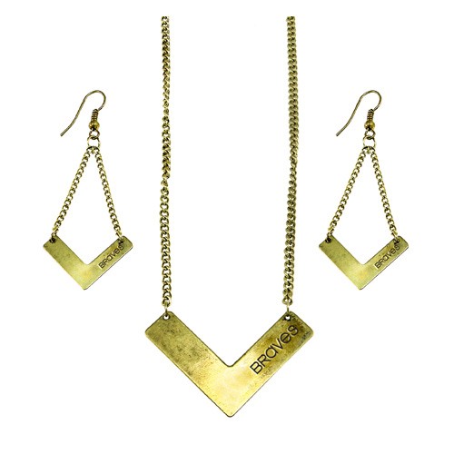 Atlanta Braves Chevron Sets - Earring And Necklace Set - 12 For $24.00 - Wholesale Atlanta Braves Product - Braves Merchandise