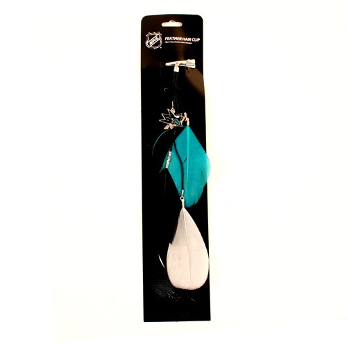 Special Buy - San Jose Sharks Feather Hair Clips - 12 For $24.00 - San Jose Sharks