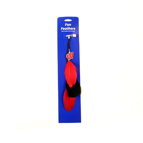Special Buy - Wisconsin Badgers Feather Hair Clips - 12 For $24.00 - Wisconsin Badgers