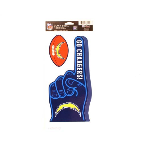 Special Buy - Los Angeles Chargers Decals - 7.5"x4" 2PC Finger Decals - 12 For $12.00 - Wholesale Los Angeles Chargers Products - Chargers Merchandise 2