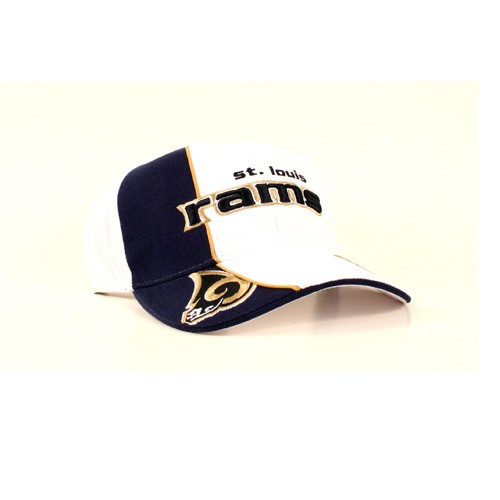 ST. LOUIS RAMS Caps - Navy/White - The QUARTER Split Style - 12 For $36.00 - Wholesale Los Angeles Rams Products - Rams Merchandise